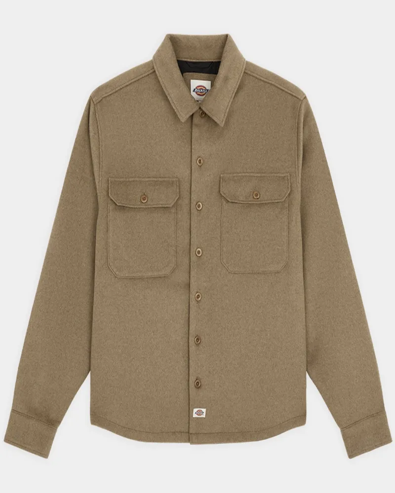 Dickies Leicht Wattiertes Overshirt aus einem Woll-Mix in Braun