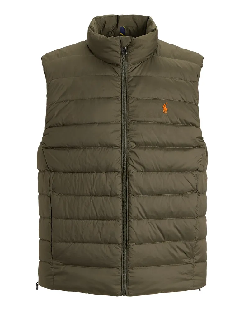 Ralph Lauren Gesteppte Daunenweste aus recyceltem Material mit Logo-Aufnäher in Oliv