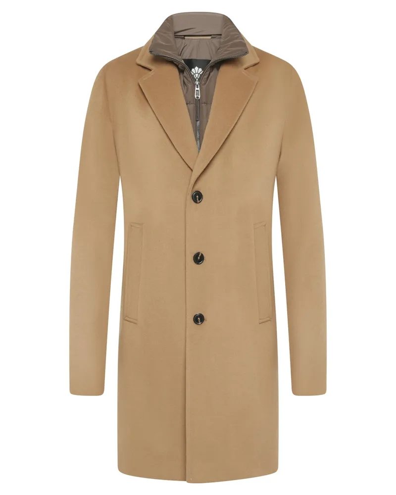 JOOP! Kurzmantel Morris aus einem Woll-Mix mit heraustrennbarer Blende in Cognac