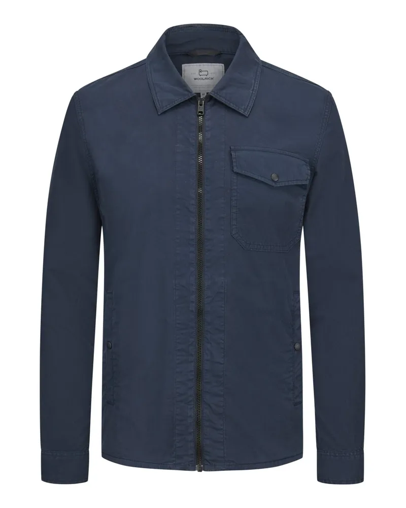 Woolrich Hemdjacke aus Gabardine mit Zip Marine