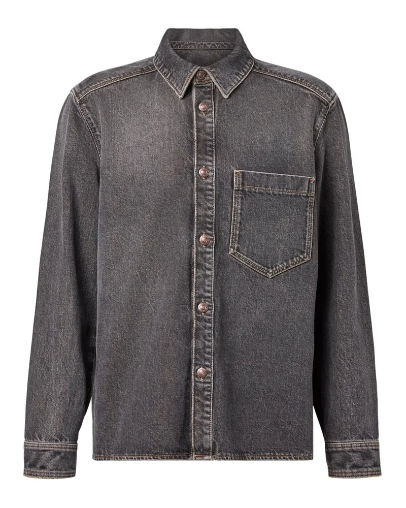 Drykorn Denim-Overshirt aus Baumwolle mit Brusttasche in Grau
