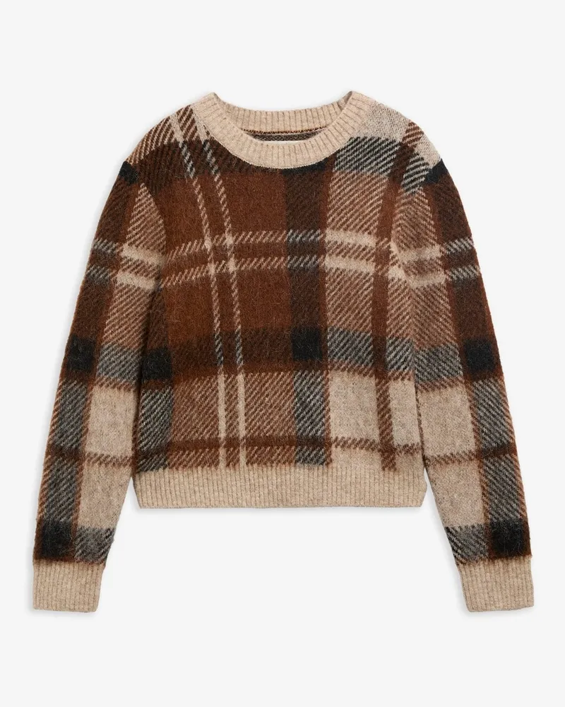 Barbour Damen-Pullover Glendyn aus einem Alpaka-Mix mit Check-Muster in Hellbraun