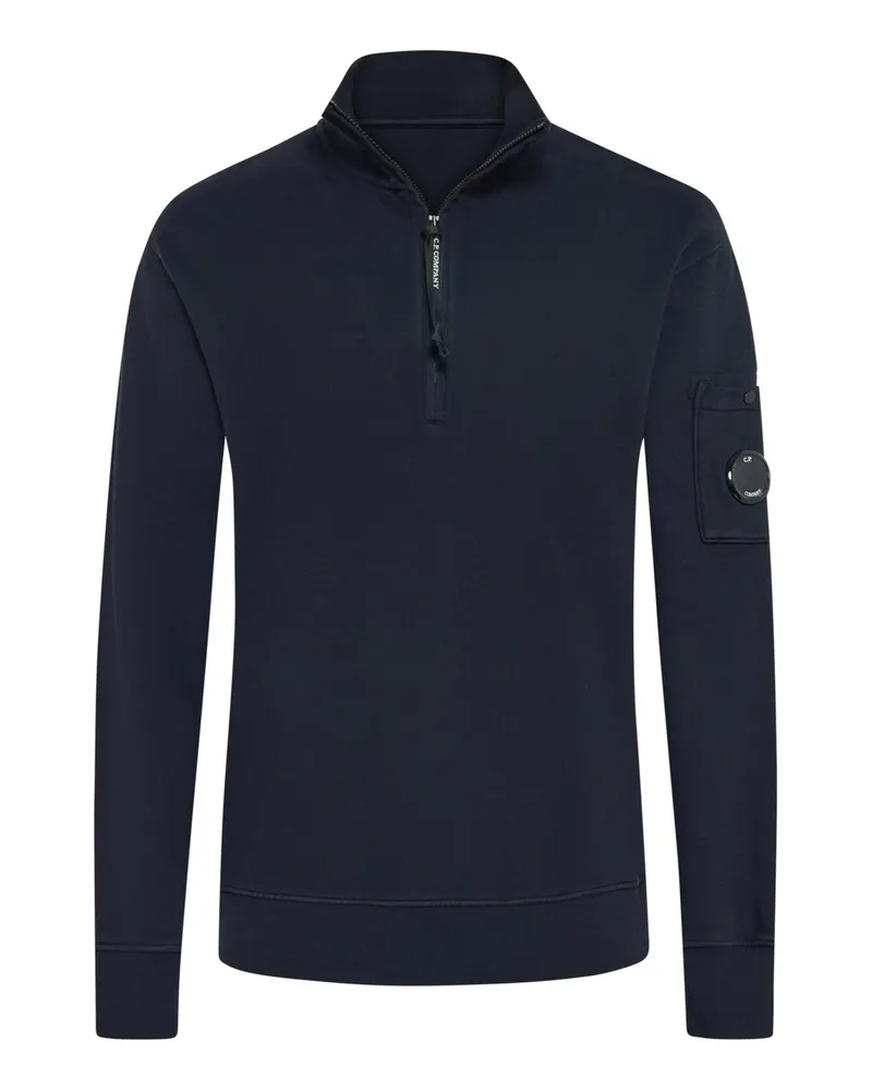 C.P. Company Sweatshirt mit Half-Zip in Fleece-Qualität in Marine