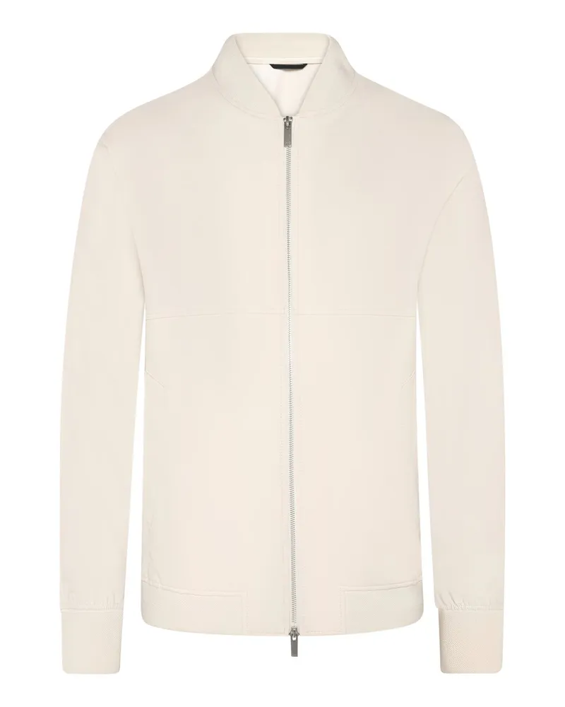 HUGO BOSS Softer Blouson in Sweat-Qualität mit Zip in Offwhite