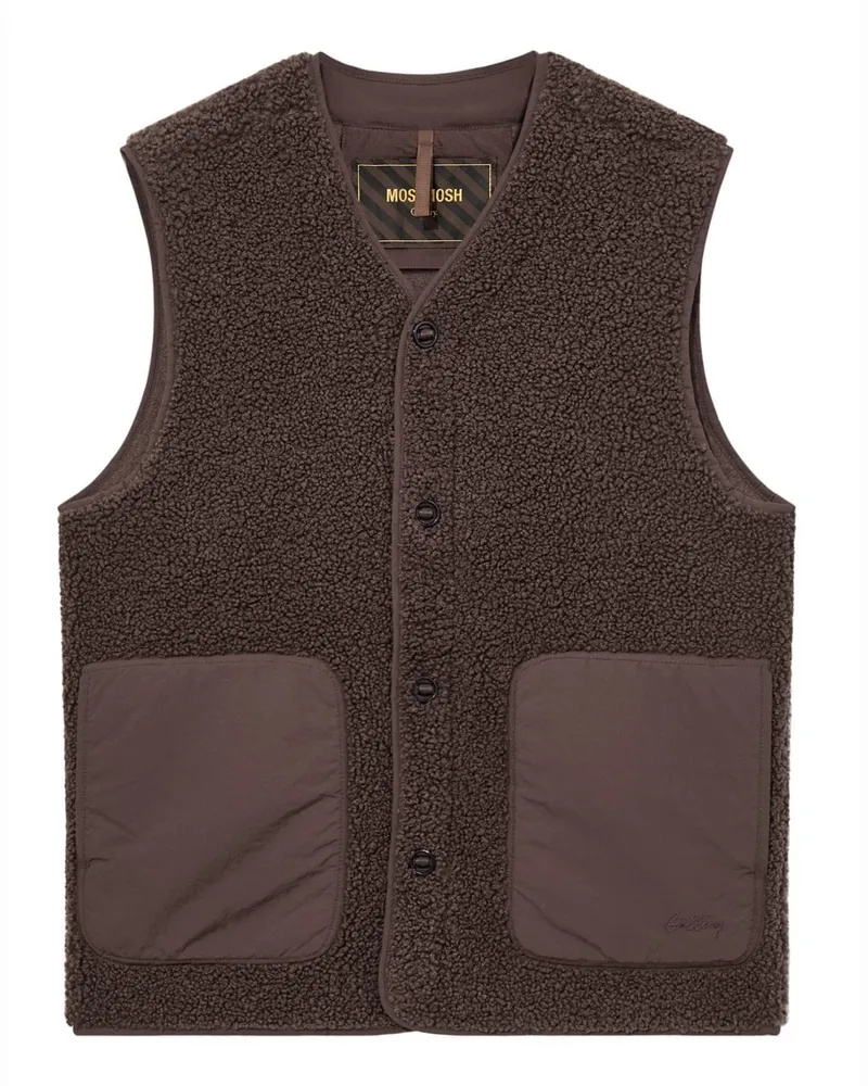 Mos Mosh Softe Teddyfell-Weste aus recyceltem Material in Bordeaux
