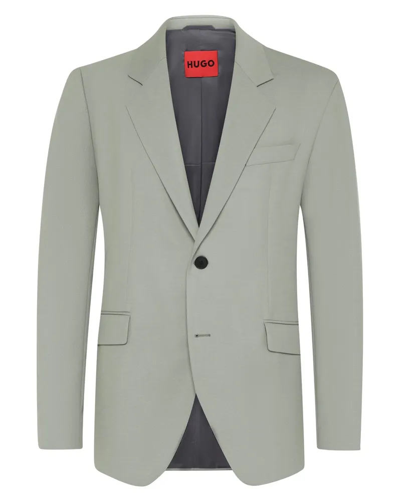 HUGO BOSS Einreihiges Sakko Karlo aus einem elastischem Twill-Gewebe in Grün