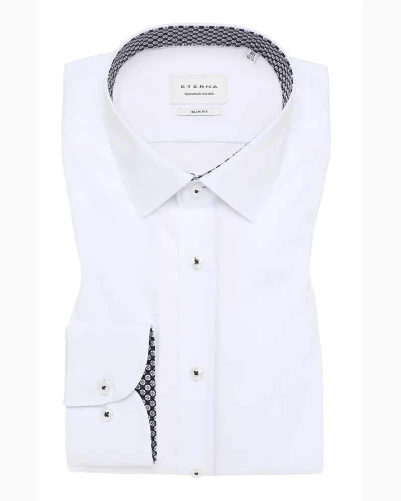 Eterna Hemd aus Baumwolle mit Ausputz, Super Slim Fit in Weiß