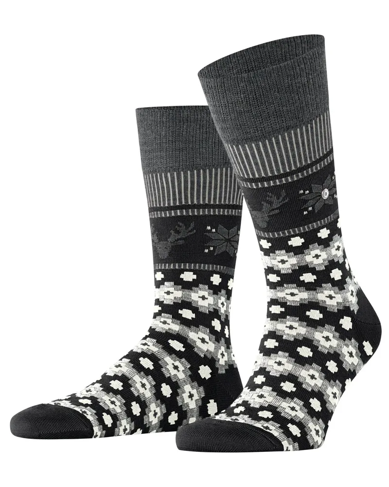 Burlington Socken aus einem Schurwollmix mit Fair Isle Muster in Schwarz