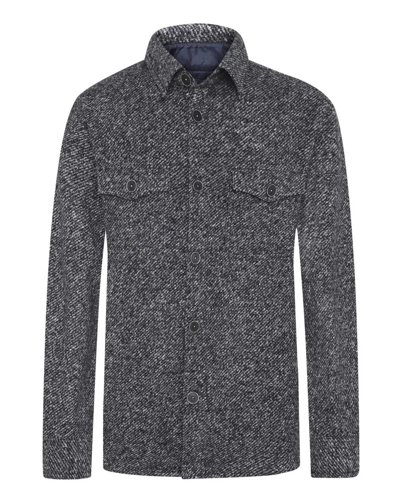 Maerz Overshirt aus einem Wollmix mit Seide in Donegal-Muster in Marine