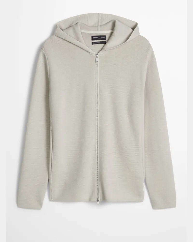 Marc O'Polo Strickjacke aus Bio-Baumwolle mit Kapuze, Regular Fit in Beige
