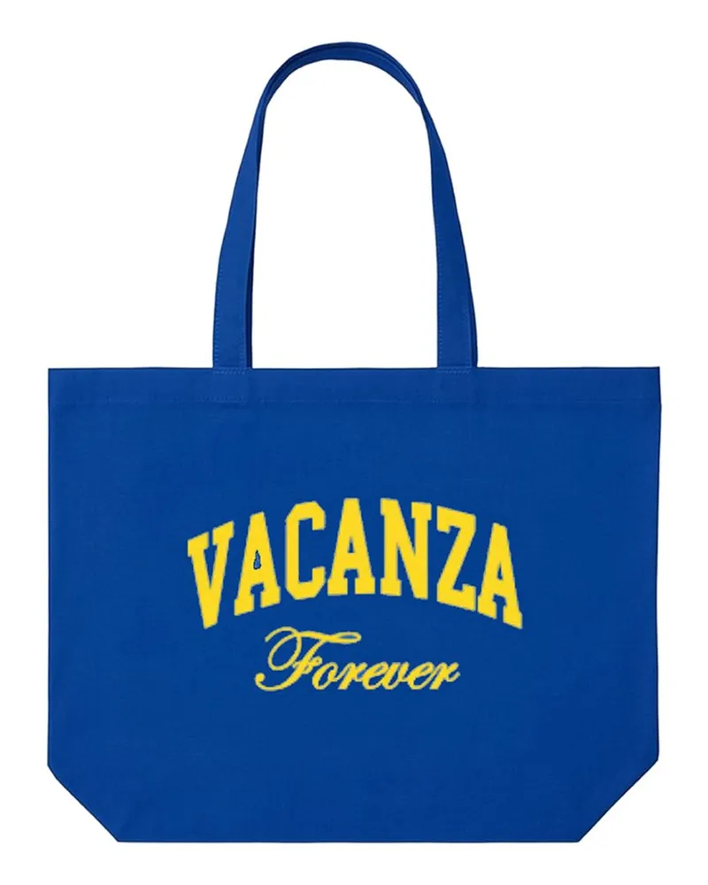 On Vacation Tragetasche aus Bio-Baumwolle mit Print in Königsblau