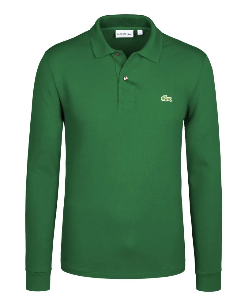 Lacoste Langarm-Poloshirt in Piqué-Qualität mit Krokodil-Stickerei in Grün