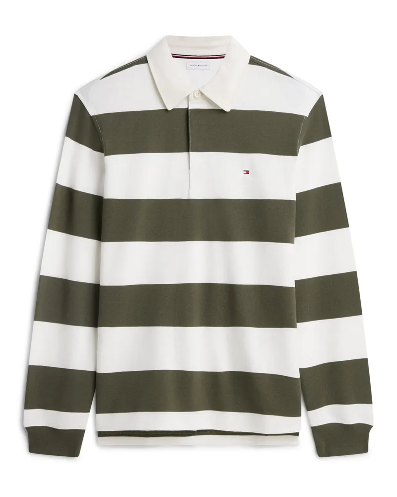 Tommy Hilfiger Rugbyshirt aus Baumwolle mit breitem Ringelstreifen in Oliv