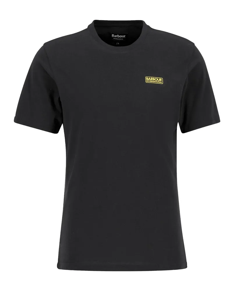 Barbour Glattes T-Shirt mit gummiertem Logo-Print, Slim Fit in Schwarz