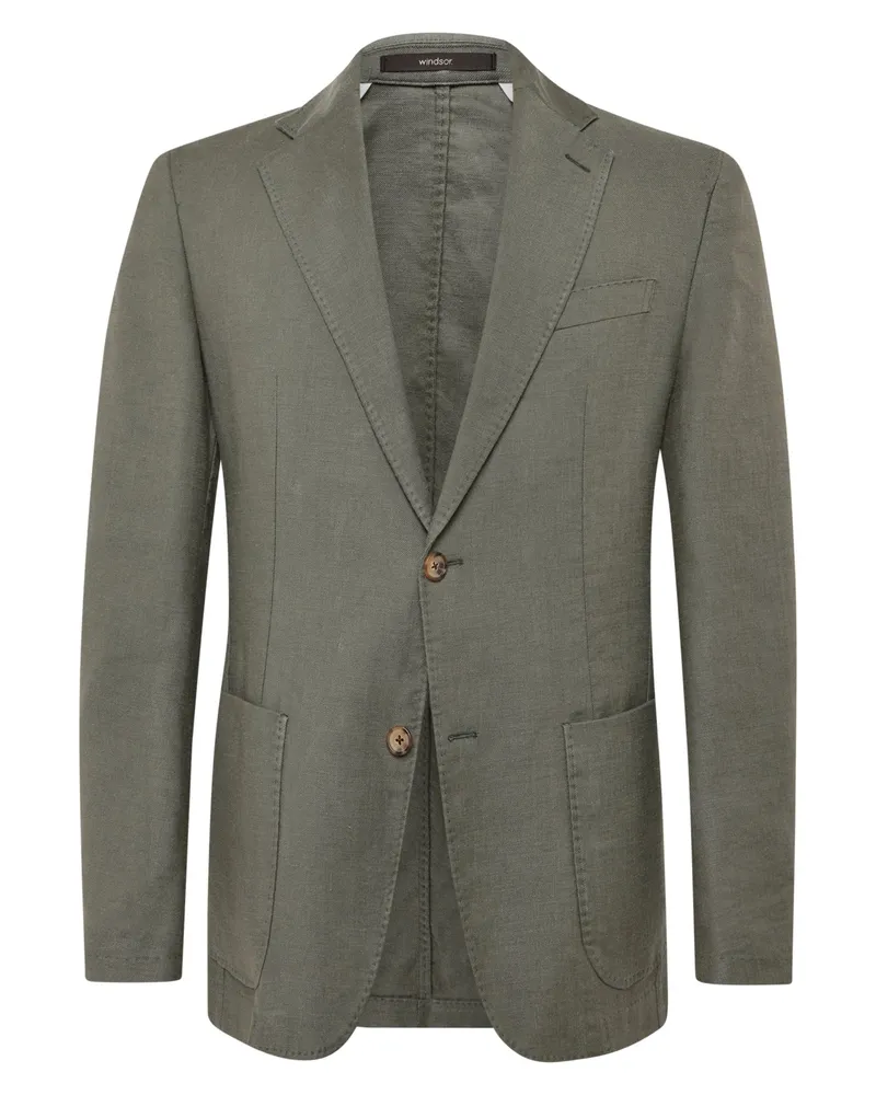 windsor. Einreihiges Sakko Giro aus einem Leinenmischgewebe, Shaped Fit in Oliv