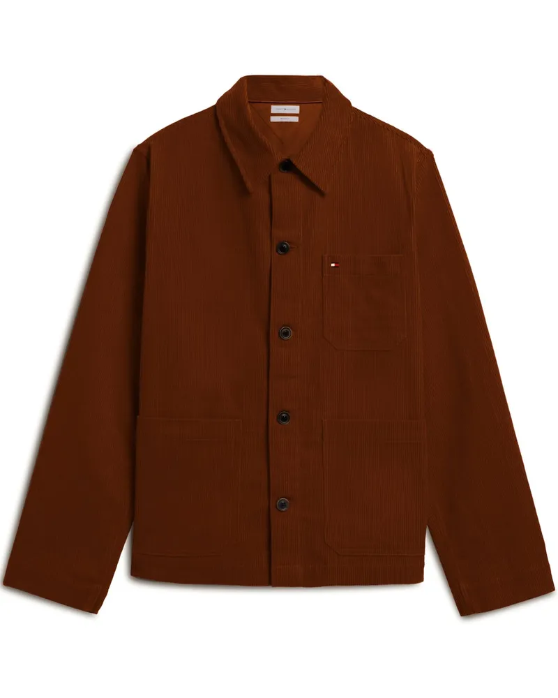 Tommy Hilfiger Overshirt aus softem Baumwollcord, Classic Fit in Cognac