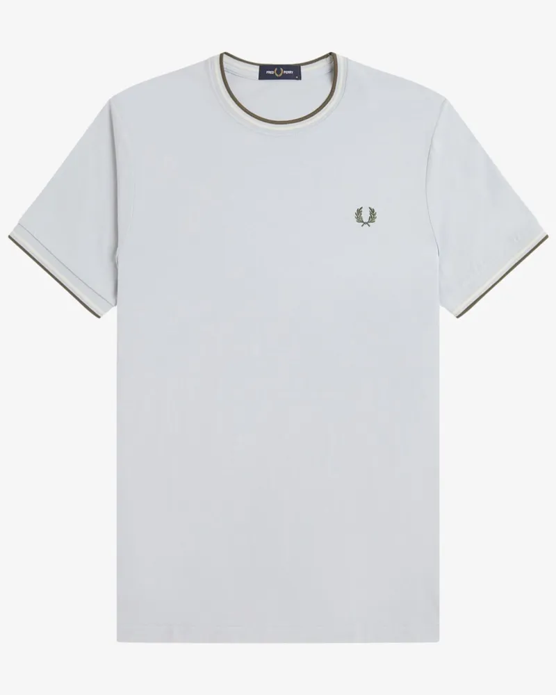 Fred Perry Softes T-Shirt mit Logo-Stickerei und Kontrastbündchen in Hellblau