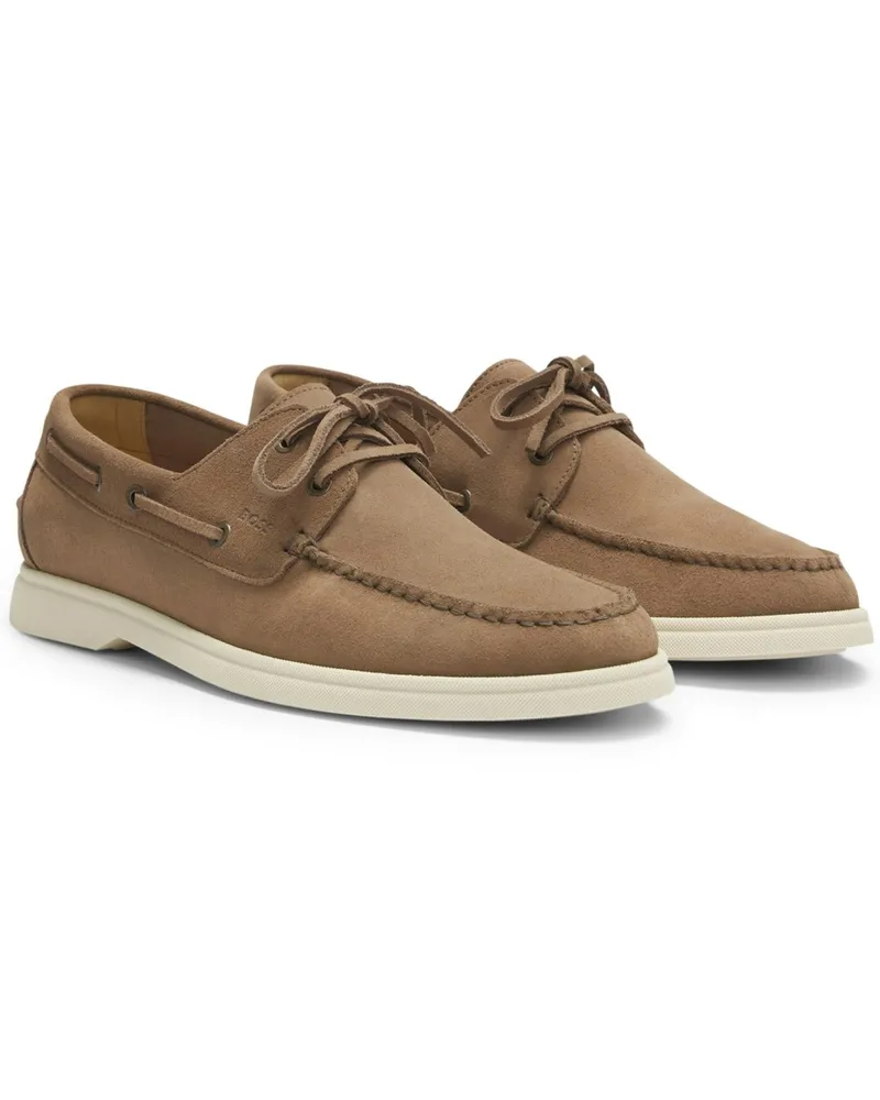 HUGO BOSS Bootsschuh Sienne aus Veloursleder mit Gummisohle in Beige