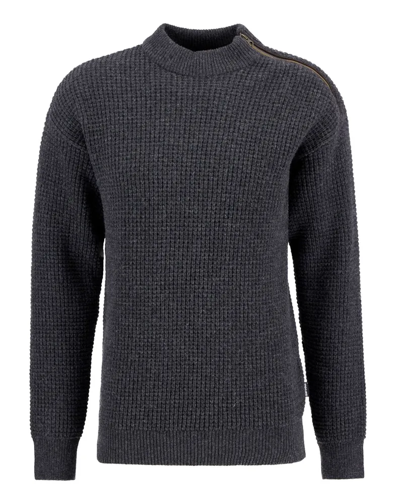 Barbour Heavy Strick-Pullover mit Reißverschluss am Kragen in Anthrazit