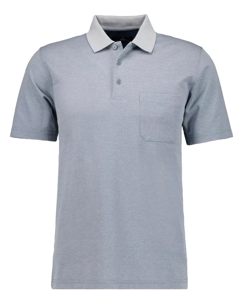 Ragman Pflegeleichtes Poloshirt mit Brusttasche und Fishnet-Muster in Mittelblau