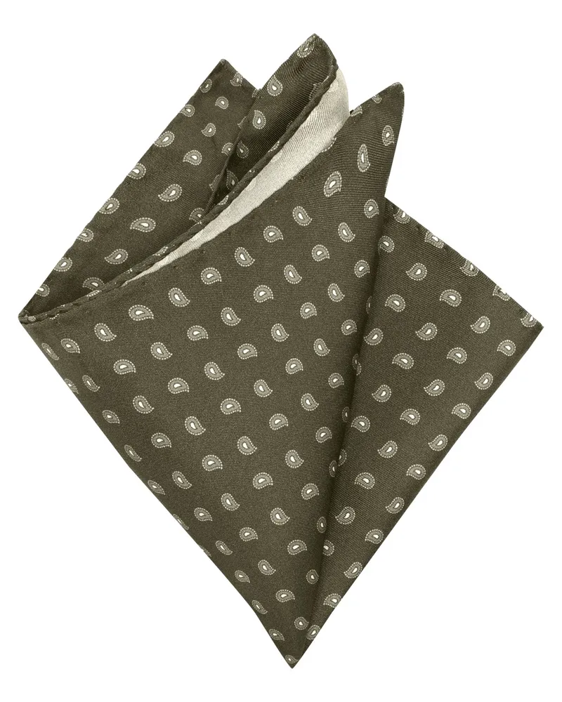 Gierre Milano Seiden-Einstecktuch mit Paisley-Muster in Grün