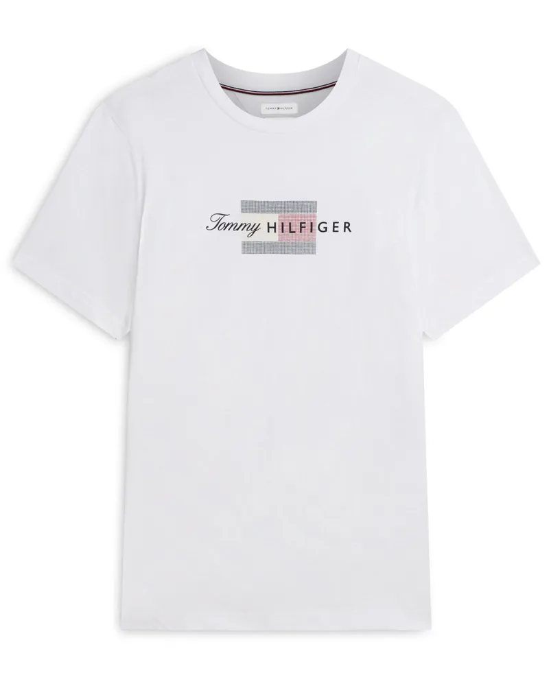 Tommy Hilfiger T-Shirt aus Baumwolle mit Label-Print, Regular Fit in Weiß
