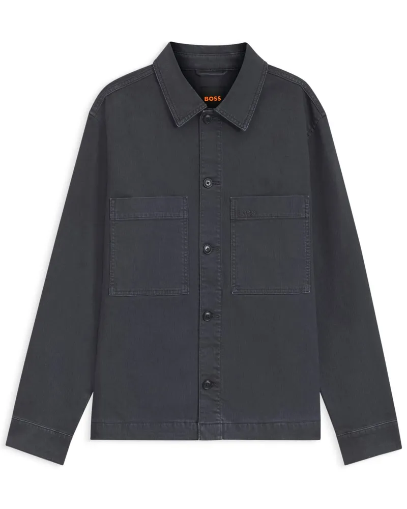 HUGO BOSS Overshirt Laredo aus strukturiertem Baumwoll-Canvas mit Stretch in Marine