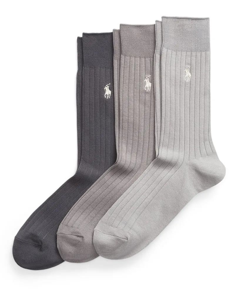 Ralph Lauren 3er-Pack Ripp-Socken aus einem soften Baumwoll-Mix in Grau