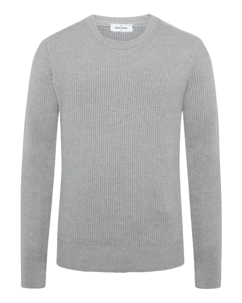 Gran Sasso Softer Pullover aus einem Schurwolle-Kaschmir-Mix mit O-Neck in Hellgrau