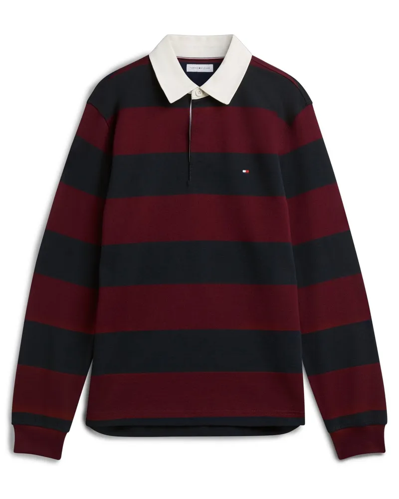 Tommy Hilfiger Rugbyshirt aus Baumwolle mit breitem Ringelstreifen in Bordeaux