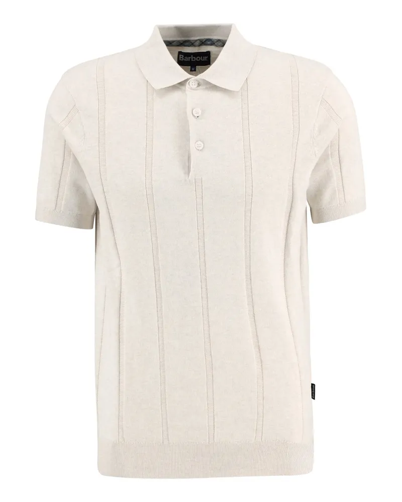 Barbour Strick-Poloshirt aus Baumwolle mit strukturiertem Streifen, Tailored Fit in Beige