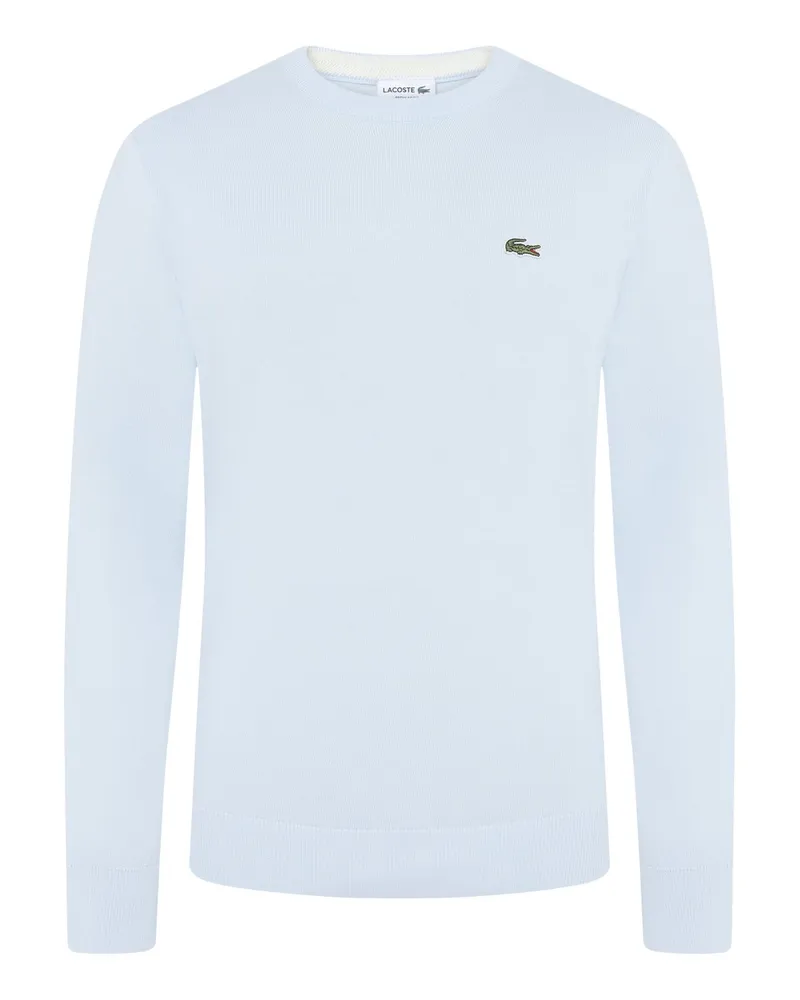 Lacoste Strick-Pullover mit Logo-Aufnäher, Regular Fit in Hellblau