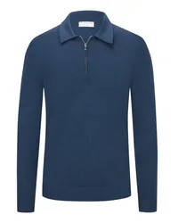 Tiger of Sweden Softer Pullover mit Polokragen und Half-Zip Blau