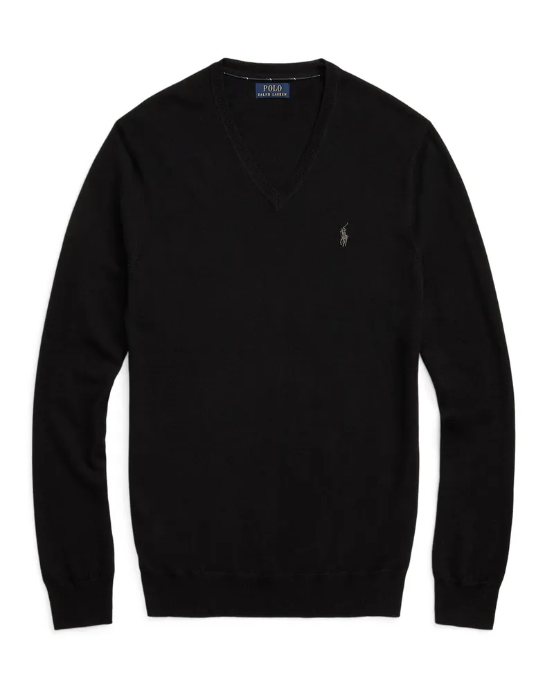 Ralph Lauren Pullover aus waschbarer Merinowolle, Slim Fit in Schwarz