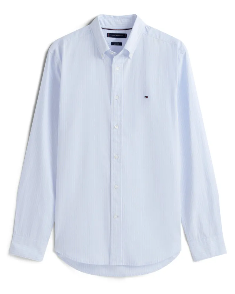 Tommy Hilfiger Hemd aus Baumwolle mit Fineliner, Regular Fit in Hellblau