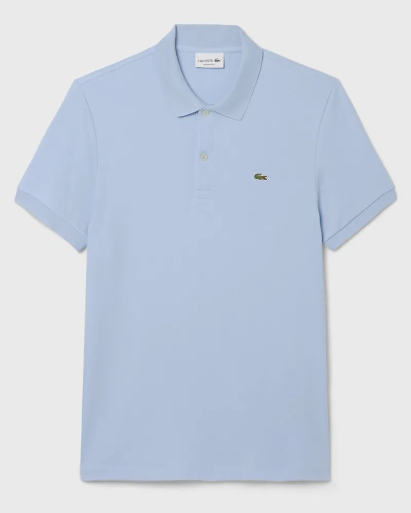 Lacoste Glattes Jersey-Poloshirt mit Krokodil-Aufnäher, Regular Fit in Hellblau