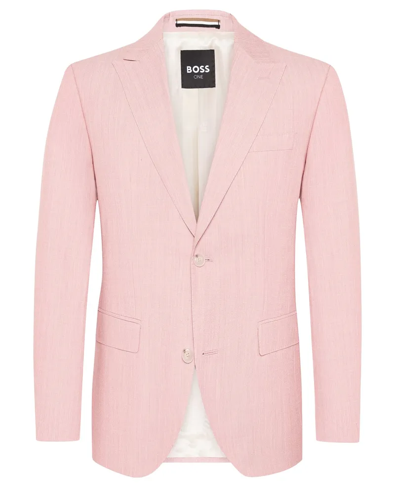 HUGO BOSS Einreiher-Sakko aus einem Wolle-Leinen-Seide-Mix in Rosenrot