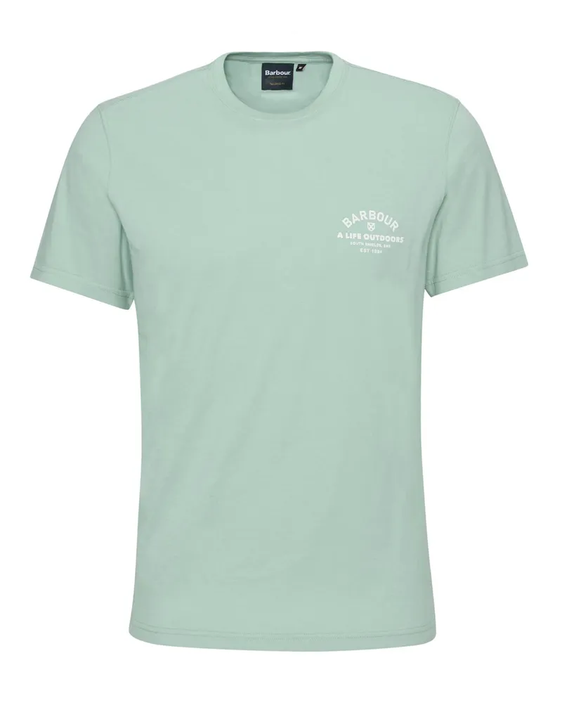 Barbour T-Shirt aus Baumwolle mit Label-Print, Tailored Fit in Grün