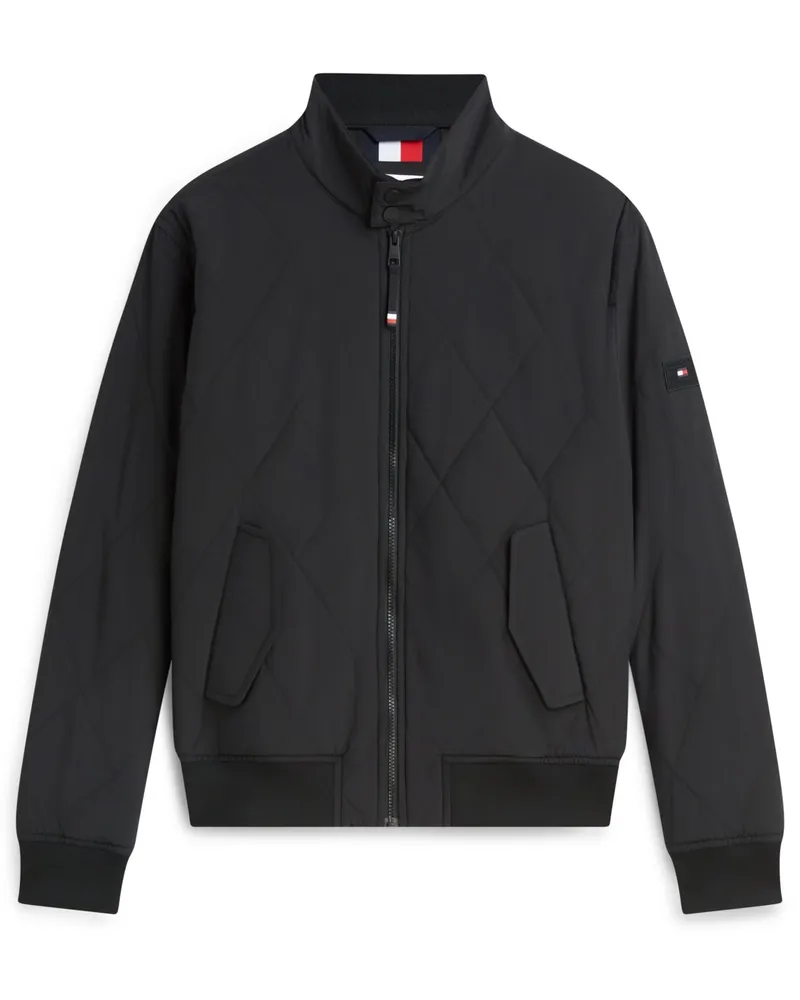 Tommy Hilfiger Harrington-Steppjacke aus recycelten Material mit Logo-Aufnäher in Schwarz