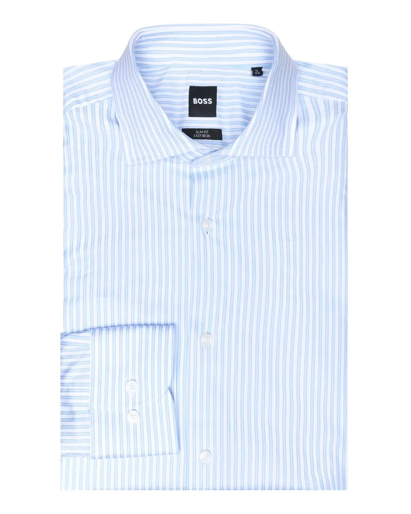 HUGO BOSS Hemd mit Streifenmuster und Haifischkragen, Slim Fit in Hellblau