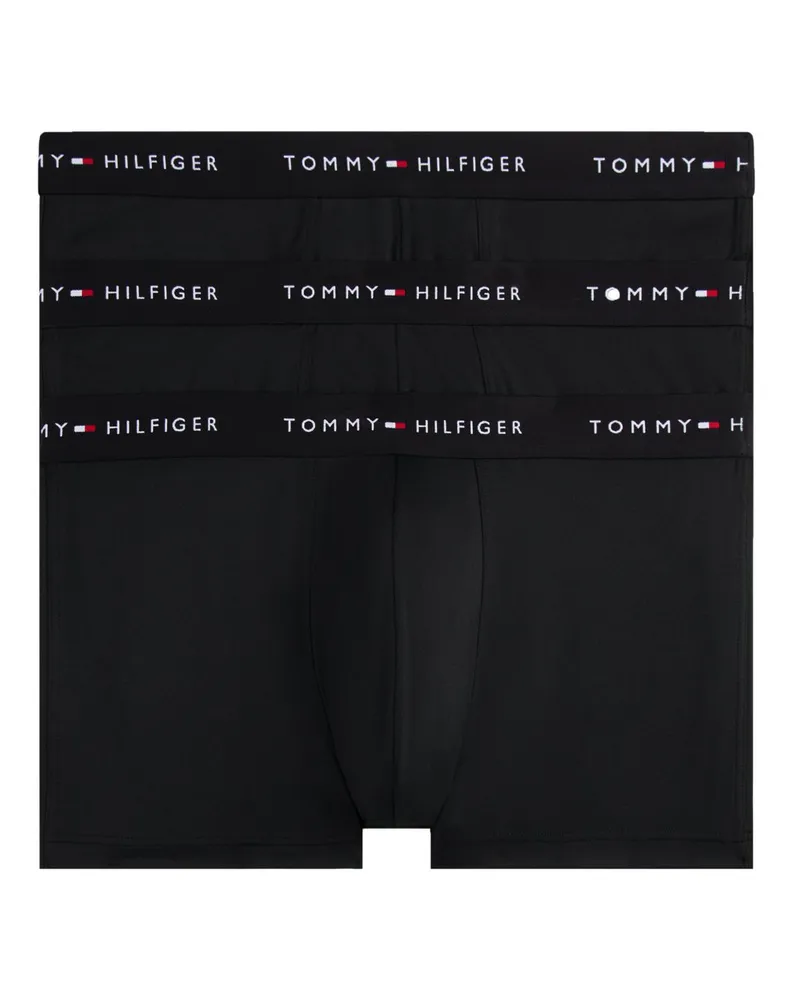 Tommy Hilfiger 3er Pack glatte und elastische Trunks mit Label-Bund in Schwarz