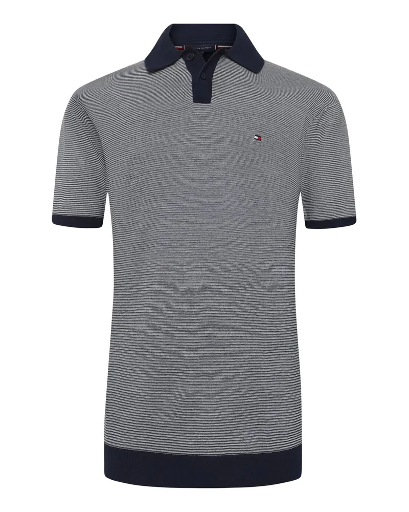 Tommy Hilfiger Leichtes Strick-Poloshirt mit Fineliner-Streifen in Marine