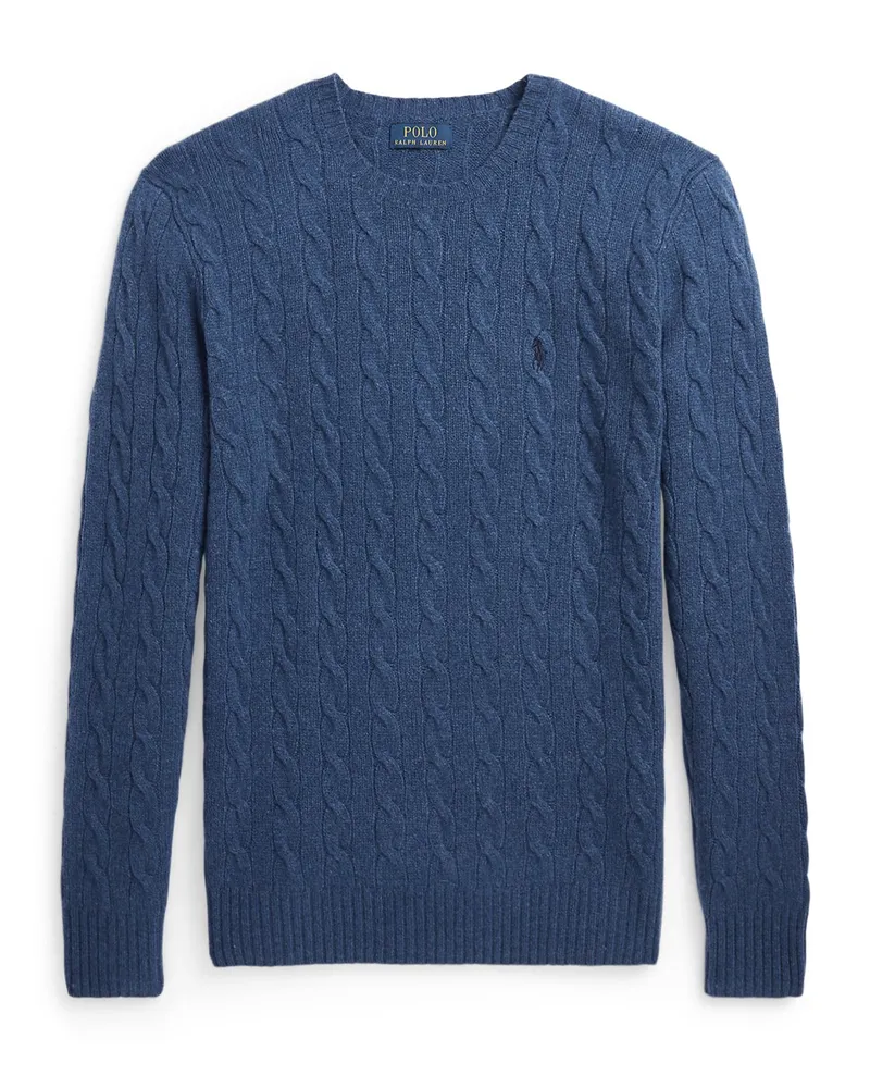 Ralph Lauren Softer Pullover mit Zopfstrickmuster und Kaschmir-Anteil in Denim