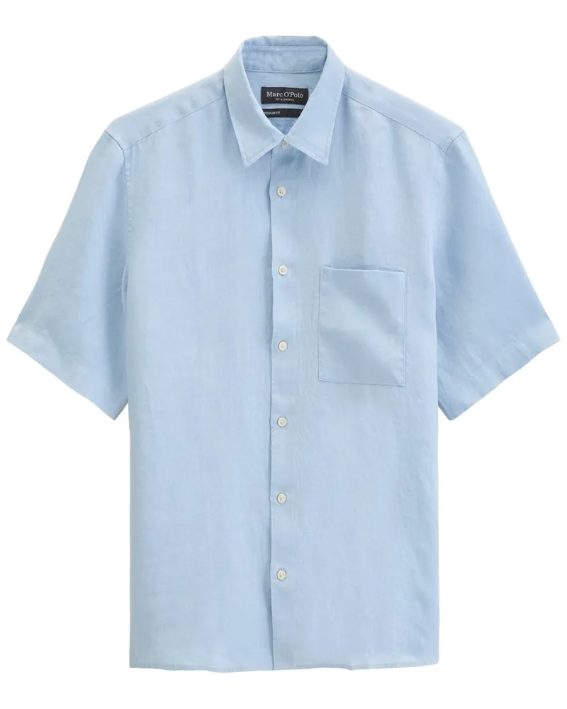 Marc O'Polo Kurzarmhemd aus Leinen mit Brusttasche, Regular Fit in Hellblau