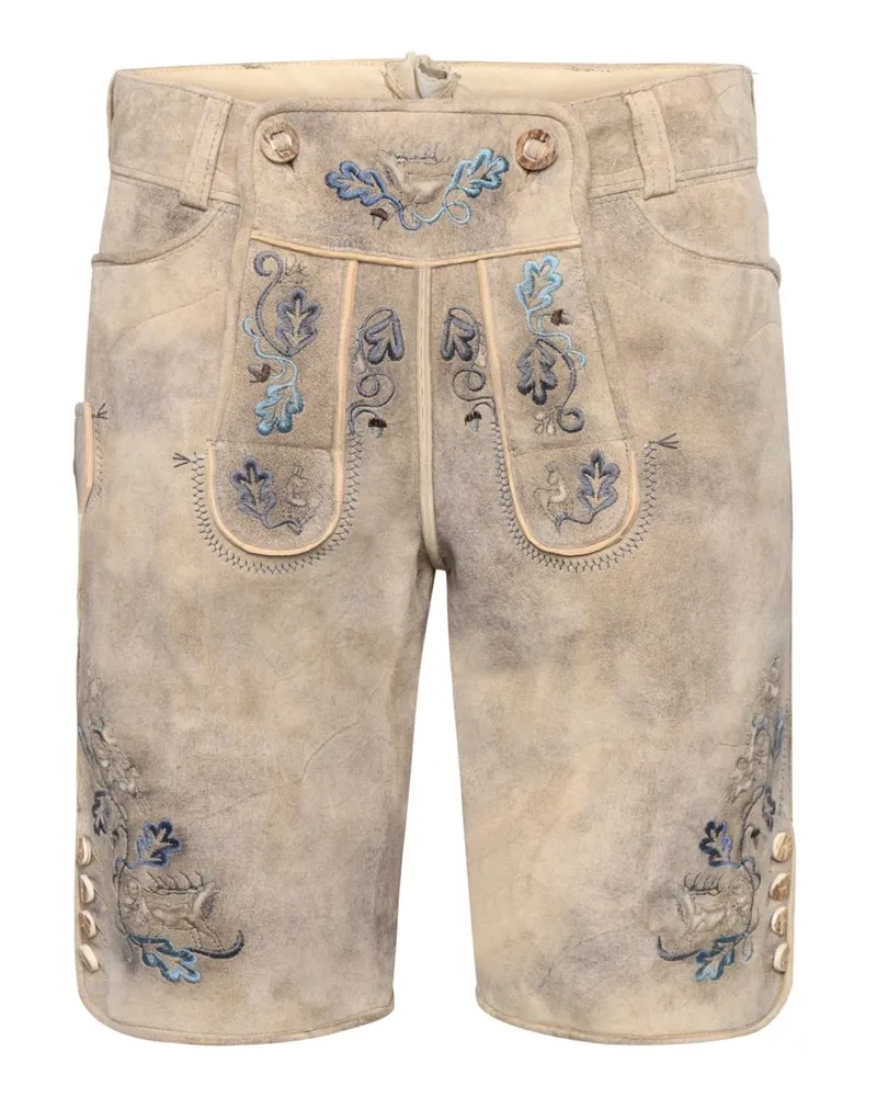 Spieth & Wensky Lederhose mit traditionellen Stickereien in Beige