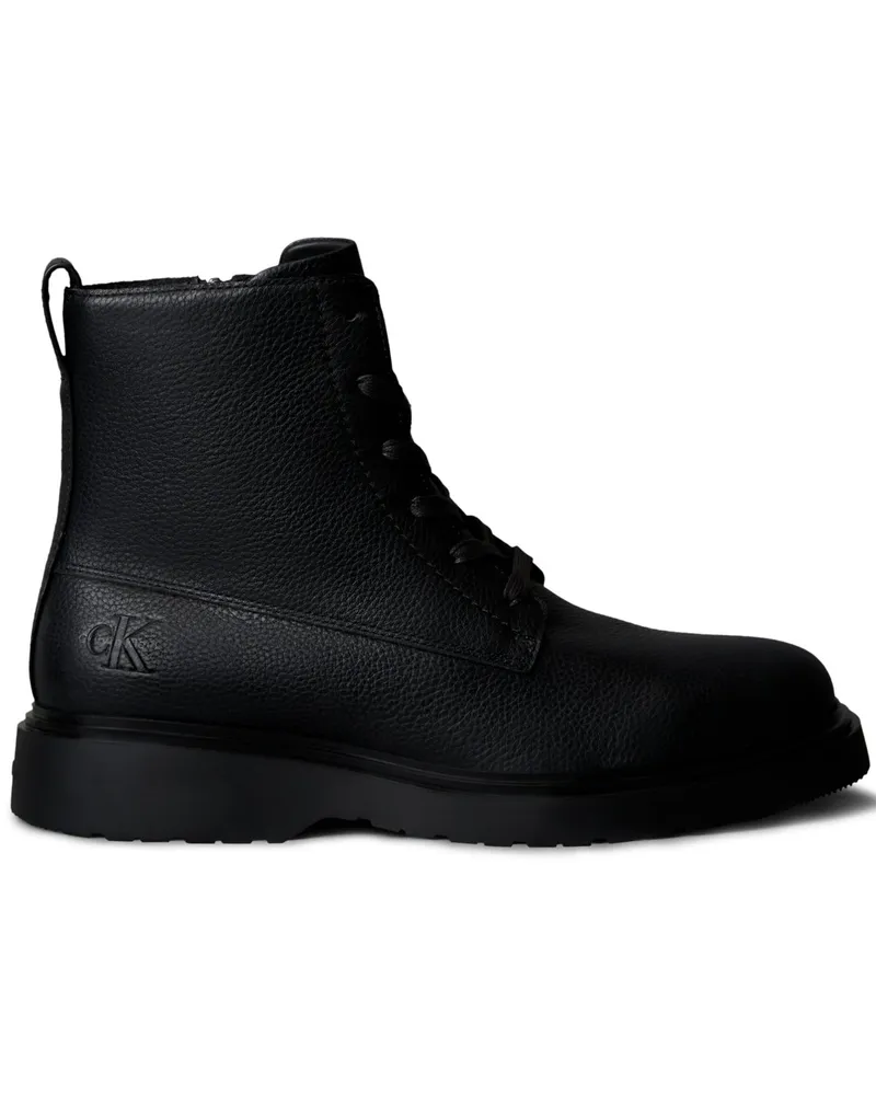 Calvin Klein Stiefel Combat aus Glattleder mit Label-Prägung und Profilsohle in Schwarz