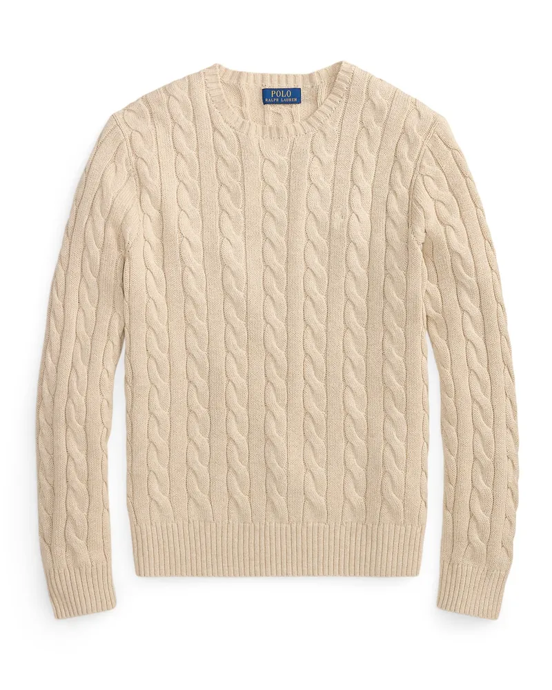 Ralph Lauren Pullover aus Baumwolle mit Zopfstrickmuster, Classic Fit in Beige