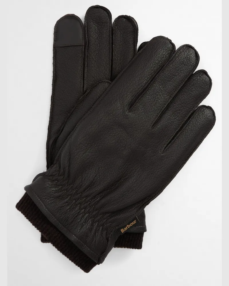 Barbour Lederhandschuhe mit softem Wollfutter in Dunkelbraun
