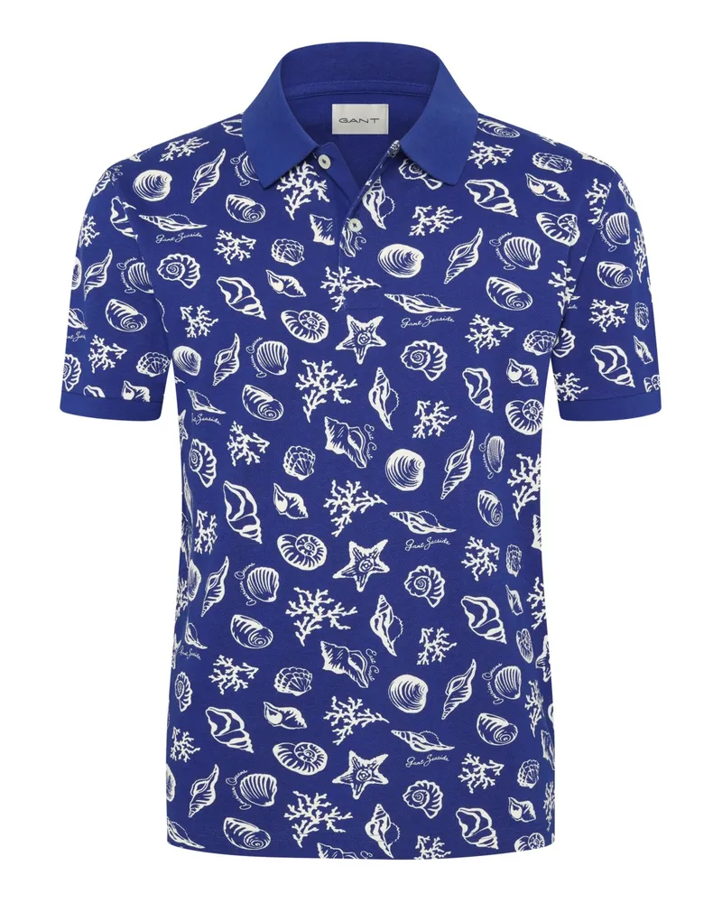 Gant Strukturiertes Poloshirt mit maritimen Motiven in Marine