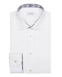 Eton Businesshemd mit gemustertem Ausputz, Super Slim Fit Weiß